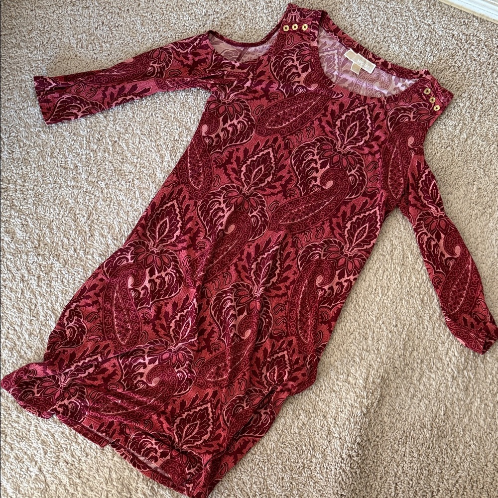 MICHAEL Michael Kors Red Paisley Long Sleeve Dress